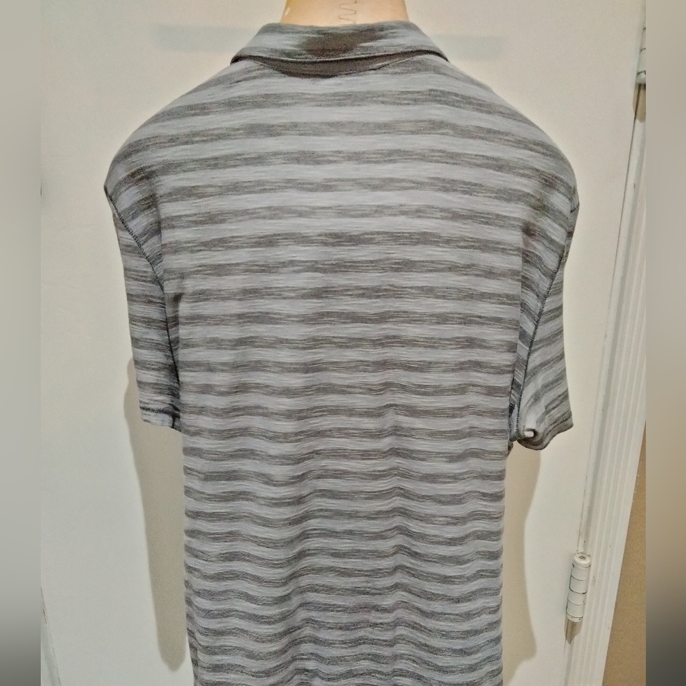 ๐๐ฅ SOLD!! John Varvatos Horizontal Stripe Grey Short Sleeve Polo - Picture 7 of 8